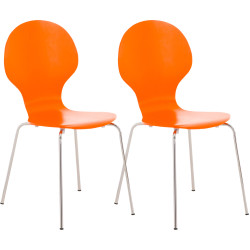 Set De 2 Sillas De Comedor Apilable Diego Naranja