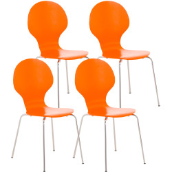 Set 4x Sillas de Visita Diego Apilable Naranja