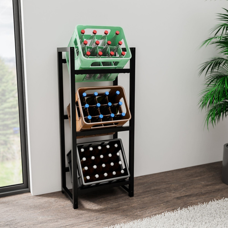 Estantería para Cajas de Bebidas Stack Negro,116x47x31 cm