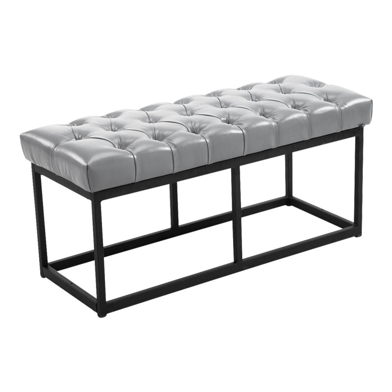 Taburete Pie de Cama Amun Con Base en Negro Gris,100 cm
