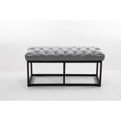 Taburete Pie de Cama Amun Con Base en Negro Gris,100 cm