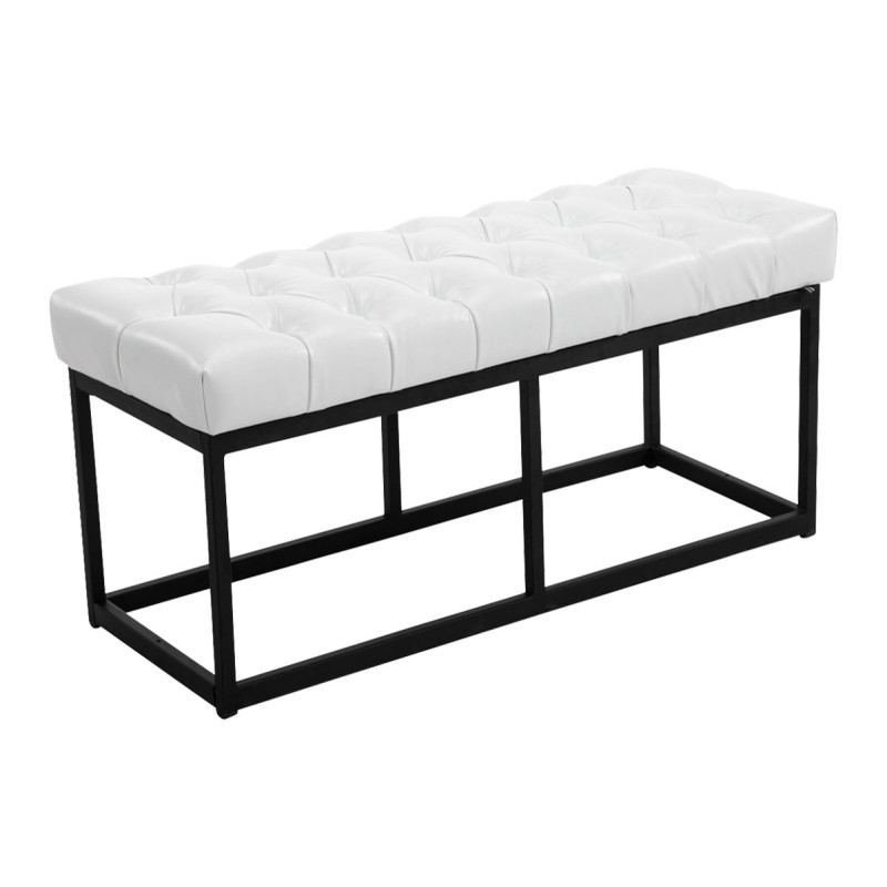 Taburete Pie de Cama Amun Con Base en Negro Blanco,100 cm