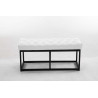 Taburete Pie de Cama Amun Con Base en Negro Blanco,100 cm