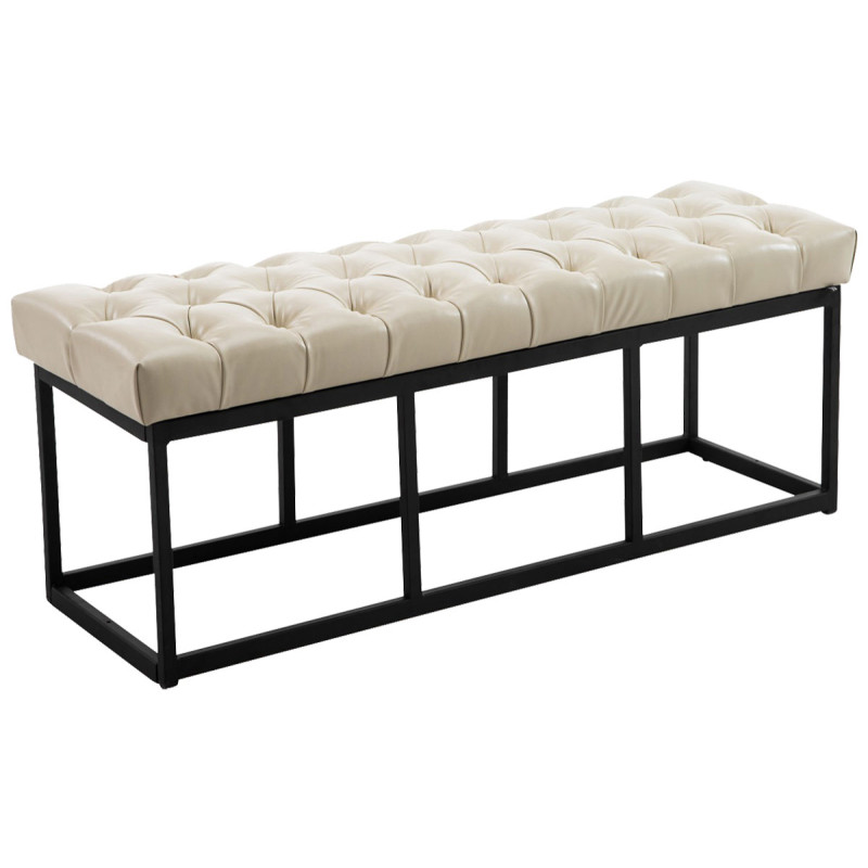 Taburete Pie de Cama Amun Con Base en Negro Crema,120 cm