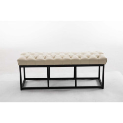 Taburete Pie de Cama Amun Con Base en Negro Crema,120 cm