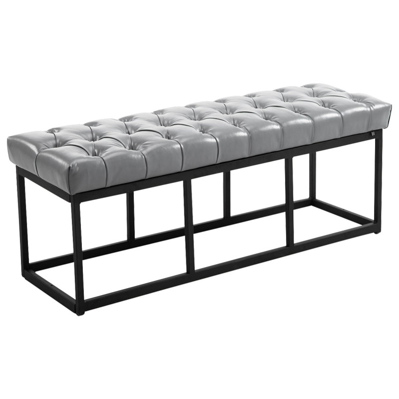 Taburete Pie de Cama Amun Con Base en Negro Gris,120 cm