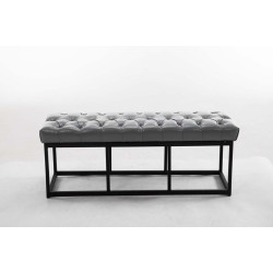 Taburete Pie de Cama Amun Con Base en Negro Gris,120 cm
