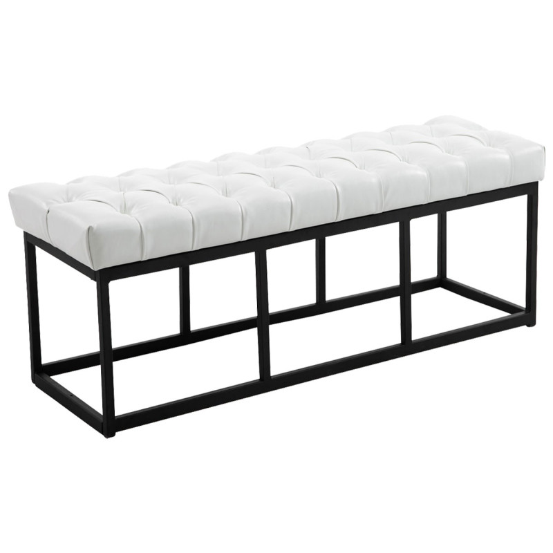 Taburete Pie de Cama Amun Con Base en Negro Blanco,120 cm