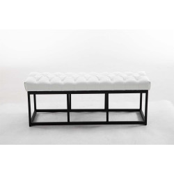 Taburete Pie de Cama Amun Con Base en Negro Blanco,120 cm