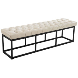 Taburete Pie de Cama Amun Con Base en Negro Crema,150 cm