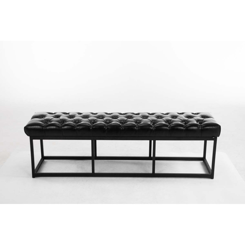 Taburete Pie de Cama Amun Con Base en Negro Negro,150 cm