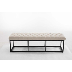 Taburete Pie de Cama Amun Tela & Negro Crema,150 cm