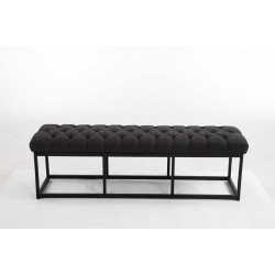 Taburete Pie de Cama Amun Tela & Negro Gris oscuro,150 cm