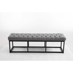 Taburete Pie de Cama Amun Tela & Negro Gris,150 cm