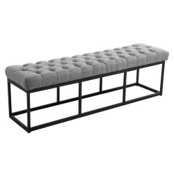 Taburete Pie de Cama Amun Tela & Negro Gris,150 cm