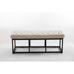 Taburete Pie de Cama Amun Tela & Negro Crema,120 cm