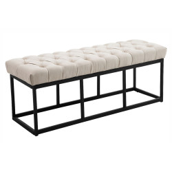 Taburete Pie de Cama Amun Tela & Negro Crema,120 cm
