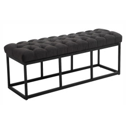 Taburete Pie de Cama Amun Tela & Negro Gris oscuro,120 cm