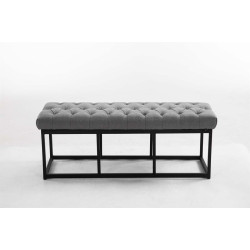 Taburete Pie de Cama Amun Tela & Negro Gris,120 cm