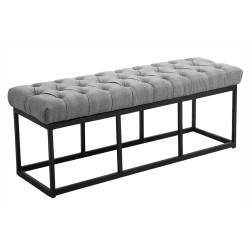 Taburete Pie de Cama Amun Tela & Negro Gris,120 cm