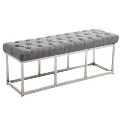Taburete Pie de Cama Amun en Tela Gris,120 cm