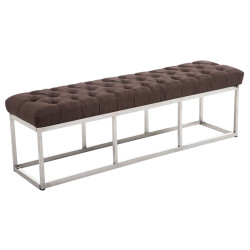 Taburete Pie de Cama Amun en Tela Marrón,150 cm