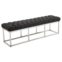 Taburete Pie de Cama Amun en Tela Gris oscuro,150 cm