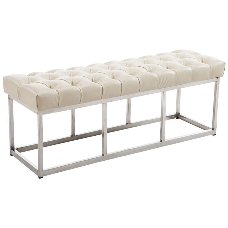 Taburete Pie de Cama Amun Con Base en Acero Inox. Crema,120 cm