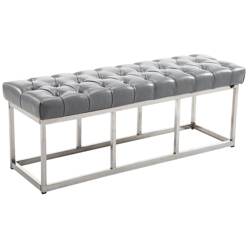 Taburete Pie de Cama Amun Con Base en Acero Inox. Gris,120 cm