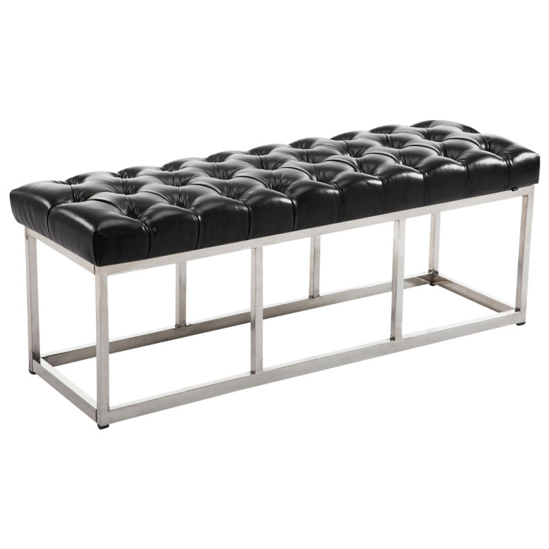 Taburete Pie de Cama Amun Con Base en Acero Inox. Negro,120 cm