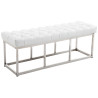 Taburete Pie de Cama Amun Con Base en Acero Inox. Blanco,120 cm