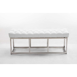 Taburete Pie de Cama Amun Con Base en Acero Inox. Blanco,120 cm