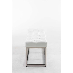 Taburete Pie de Cama Amun Con Base en Acero Inox. Blanco,120 cm
