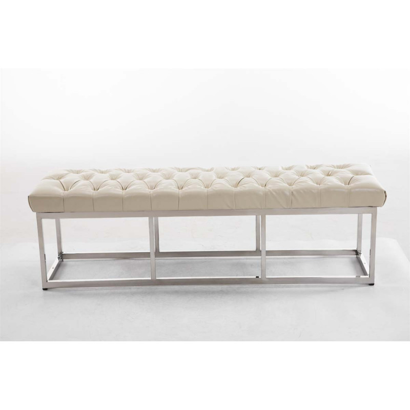 Taburete Pie de Cama Amun Con Base en Acero Inox. Crema,150 cm