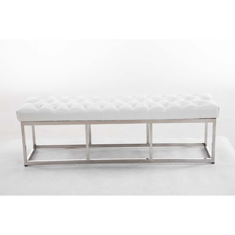 Taburete Pie de Cama Amun Con Base en Acero Inox. Blanco,150 cm