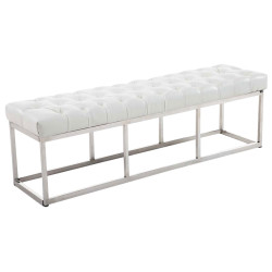Taburete Pie de Cama Amun Con Base en Acero Inox. Blanco,150 cm