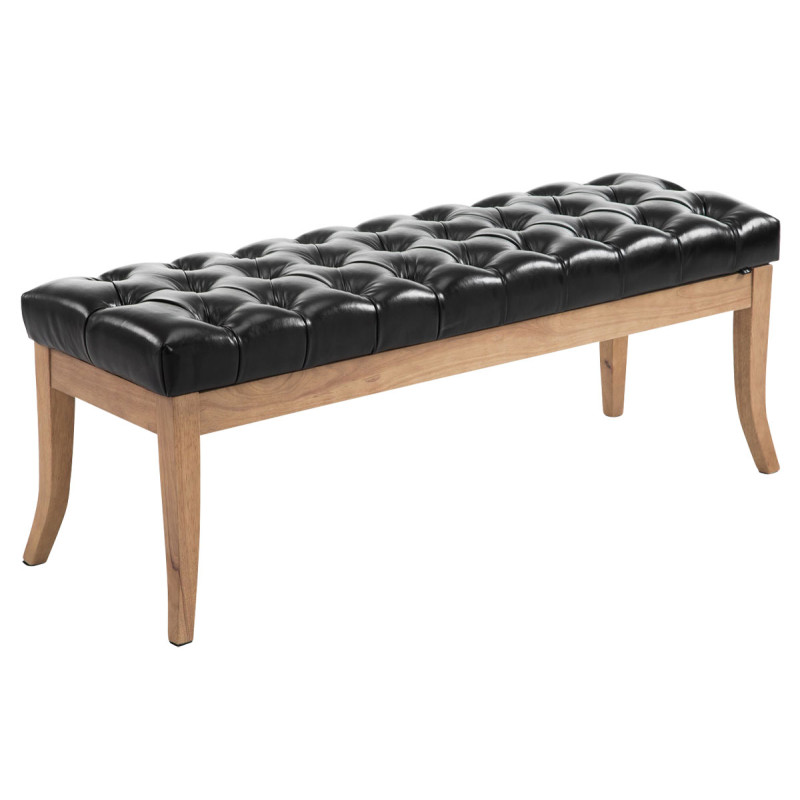 Banco Recibidor Ramses En Madera Clara Negro,120 cm