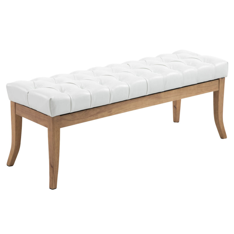 Banco Recibidor Ramses En Madera Clara Blanco,120 cm