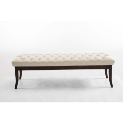 Taburete Recibidor Ramses En Madera Oscura Crema,150 cm