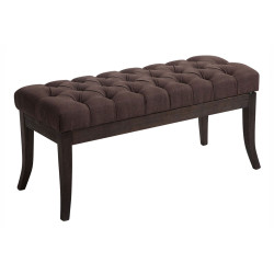 Taburete Recibidor Ramses En Tela & Madera Oscura Marrón,100 cm