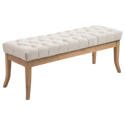Banco Recibidor Ramses En Tela & Madera Clara Crema,120 cm
