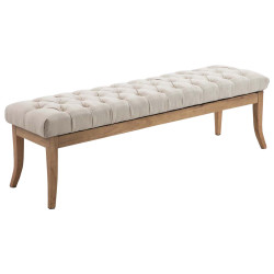 Banco Recibidor Ramses En Tela & Madera Clara Crema,150 cm