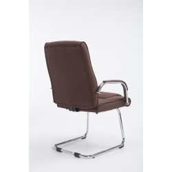 Silla Cantiléver XXL Attila Tapizada en Tela Marrón