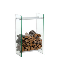Leñero De Interior Dacio Con Cristal Transparente 35x60x80 cm,Blanco