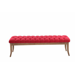 Banco Recibidor Ramses En Tela & Madera Clara Rojo,150 cm
