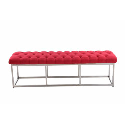 Taburete Pie de Cama Amun en Tela Rojo,150 cm