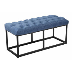 Taburete Pie de Cama Amun Tela & Negro Azul,100 cm