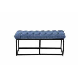 Taburete Pie de Cama Amun Tela & Negro Azul,100 cm