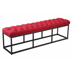 Taburete Pie de Cama Amun Tela & Negro Rojo,150 cm