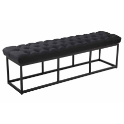 Taburete Pie de Cama Amun Tela & Negro Negro,150 cm